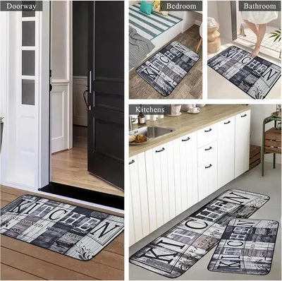 Produktbild von Set von 2 Antirutsch Küchenmatten - Waschbare Küchenmatten 40 x 60 + 40 x 120 cm