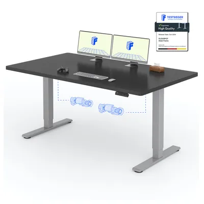 Produktbild von FLEXISPOT Elektrisch höhenverstellbarer Schreibtisch 160x80cm 100KG Tragkraft, Doppelmotor, 4 Memory Funktion, 25mm Einteilige Tischplatte (Schwarz)
