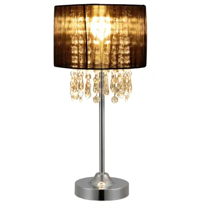 Produktbild von Tischleuchte Schwarz [40 cm x Ø20 cm] Tischlampe Kristall Textil Lampe [lux.pro]
