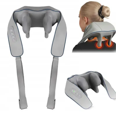 Obrázek produktu pro Masážní přístroj na krk s vyhříváním, masážní přístroj Shiatsu, masážní přístroj na záda, krk, ramena, pas, nohy a svaly pro ženy i muže
