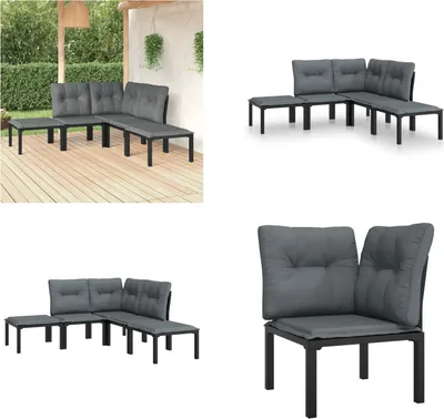 Image de vidaXL 5 pcs. Garden Lounge Set Noir et Gris Poly Rattan - Garden Lounge Set - Garden Lounge Sets - Lounge Set - Garden Lounge Set