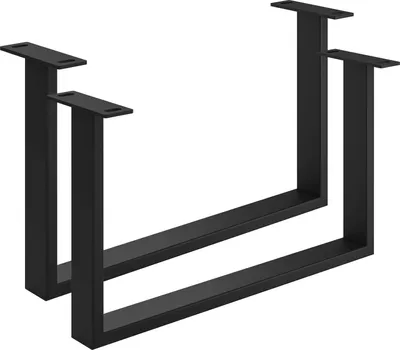 Produktbild von Couchtischkufe Etsi U-Form 600 mm Stahl schwarz pulverbeschichtet strukturiert - RAL 9005 - mit Verstellgleiter - 2er-Set