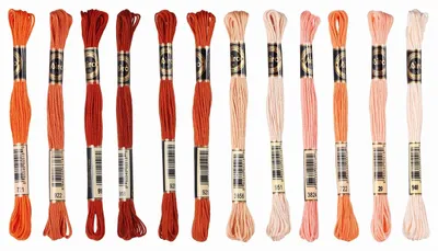 Stickgarn 12 Stränge, Polyester, 8 m, 1 mm, Orange