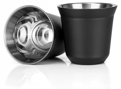Doppelwandige Kaffeetassen 80 ml Edelstahl Schwarz 2 Stück