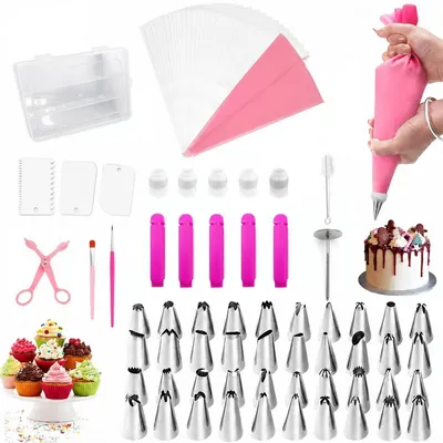 Immagine prodotto di Set di sac à poche da 83 pezzi con beccucci per la decorazione di torte, colore rosa