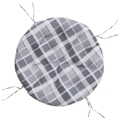 Obrázek produktu pro vidaXL Polštář kulatý šedý kostkovaný vzor Ø 100 x 11 cm oxfordská tkanina