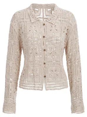 Immagine prodotto di Giacca da donna in maglia, marca ALEIDA, color beige, taglia XS