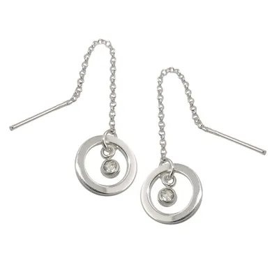 Produktbild von Durchzieher Ohrring Ohrhänger 65x11mm Ring mit Zirkonia Silber 925 silber 65x11mm