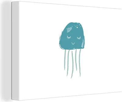 Produktbild von OneMillionCanvasses® - Leinwandbilder - 150x100 cm, Qualle - Meer - Blau - Aquarell, Wandbilder Kunstdruck Wanddekoration