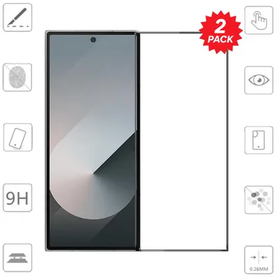 Produktbild von Für Samsung Galaxy Z Fold7 5G 2x 3D Premium Full 9H 0,3mm Hart Glas Folie Schutz