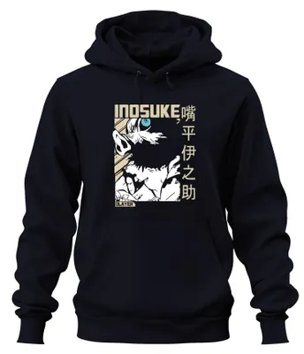 Immagine prodotto di Inosuke Demon Slayer Wild Boar Mask Anime Fan Gift Japan Y2K Streetwear Unisex Felpa con cappuccio, Navy, XXL