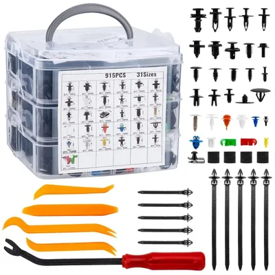 Productafbeelding van Bevestigingsclips voor auto, 970 stuks, universeel, voor deurpanelen, bumpers en sierlijsten. Set met demontagetools