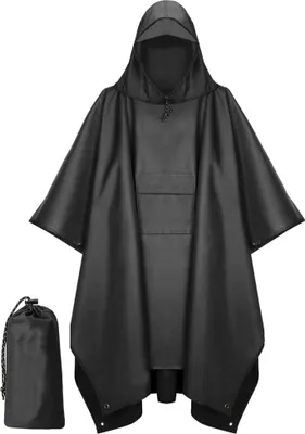Produktbild von 3-in-1 Regenjacke, wasserdichte und atmungsaktive Outdoor-Jacke, vielseitig für Camping, Wandern und Angeln, winddicht und leicht verstaubar, schwarz