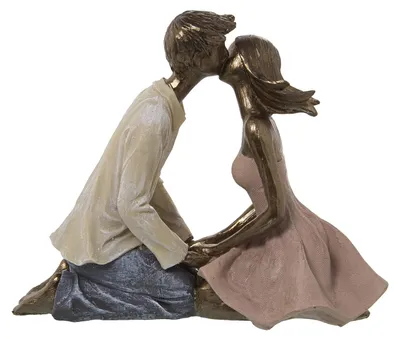 Kunstharz-Figur eines Paares, 21 x 10 x 17 cm, mehrfarbig