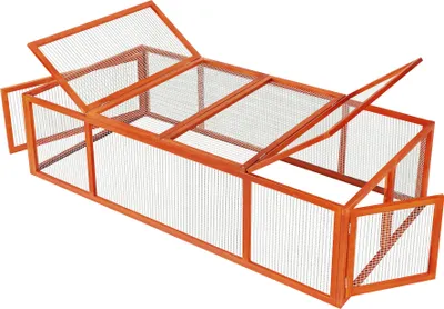 Produktbild von Tectake Kaninchenstall braun 181x90x48cm 4 Türen China Tanne Metall offener Boden Außenbereich 7,7 kg einfache Montage