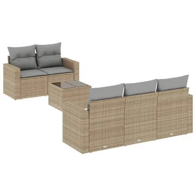 Imagen del producto de vidaXL Juego de 6 piezas de sofá de jardín con cojines, color beige, de ratán sintético