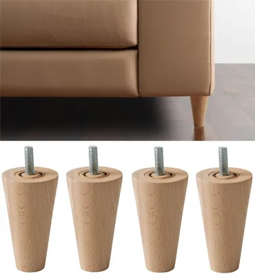 Image de Pieds de meubles de 10 cm, lot de 4, en hêtre, pour armoire