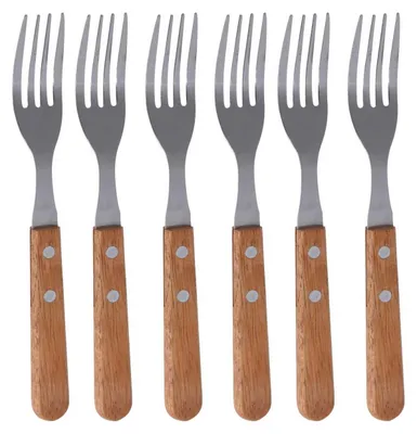 Produktbild von Excellent Houseware | Grillgabeln Set - 6 Stück - Edelstahl - mit Holzgriff - langlebig und praktisch