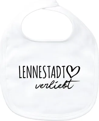 Produktbild von Huuraa Baby Lätzchen Lennestadt verliebt White Klettverschluss  Baumwolle Latz Geschenkidee