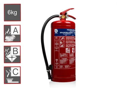 Produktbild von Smartwares Pulver-Feuerlöscher BB6 6 kg Klasse ABC Stahl 10.014.72