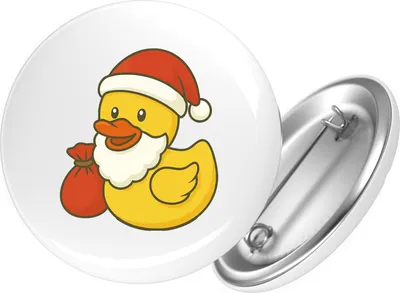 Produktbild von Huuraa Button Quietscheente Weihnachtsmann Comic Gummiente 25mm rund mit Sicherheitsnadel Ansteckbutton Geschenkidee