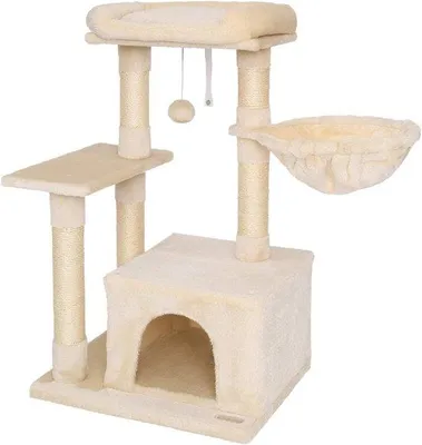 Produktbild von Famanu Kratzbaum 85 cm - Beige, mit Plüsch, Spielball und Sisalstämmen
