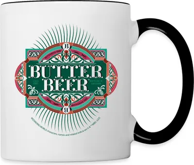 Produktbild von Spreadshirt Phantastische Tierwesen 3 Butterbier Tasse Zweifarbig, One size, Weiß/Schwarz