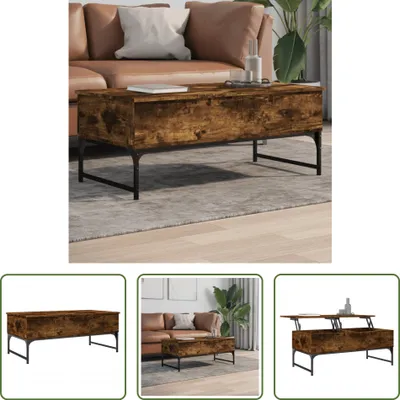 Produktbild von The Living Store Couchtisch Räuchereiche 100x50x40 cm Holzwerkstoff und Metall