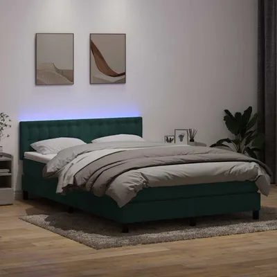 Image de Maison Exclusive - Sommier à lattes de lit et matelas et LED vert foncé 160x220cm velours