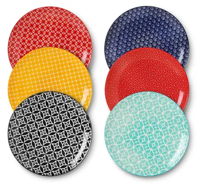 6er-Set Keramik-Dinerborden 26,7 cm, bunt, spülmaschinengeeignet