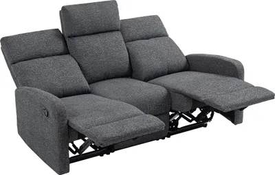 Produktbild von 3-Sitzer-Sofa, individuell verstellbare Rückenlehnen, Fußstütze, Stoffbezug, Metall, Grau