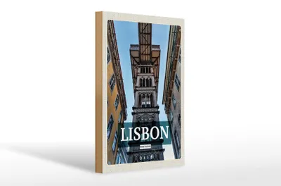 Produktbild von Holzschild Reise 20x30cm Lisbon Portugal Retro Tourismus