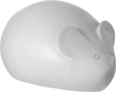 A white, stylized mouse-shaped object, likely a lamp, shown from a diagonal front-side view.