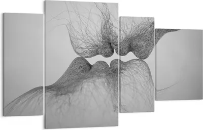 Produktbild von Bild auf Leinwand - Leinwandbild - 4 Teile - Kuss Liebe Paar - 120x70cm - Wand Bild - Wanddeko - Wandbilder - Leinwanddruck - Bilder - Wanddekoration - Leinwand bilder - Wandbild - DL120x70-4967