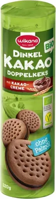 Immagine prodotto di Doppio biscotto di farro al cacao - crema di cacao vegan 320g