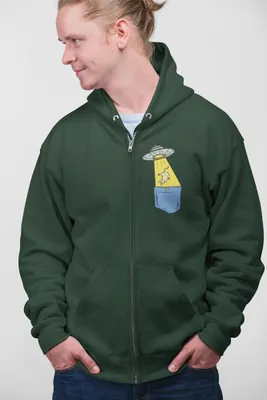 Produktbild von D&B Unisex Hoodie ZIPPO00001 Alien Waldgrün-Größe S