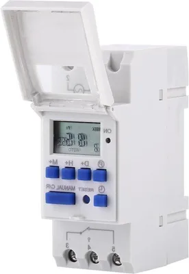 Obrázek produktu pro Programovatelný digitální časovač s týdenním relé, černý, 16místný LCD displej
