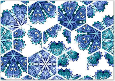 Produktbild von Tulup® Glas-Bild - 100 x 70 - Wandbild aus Glas - Wandkunst - Wandbild hinter gehärtetem Sicherheitsglas - Sonstige - Mandala Elemente - Blau