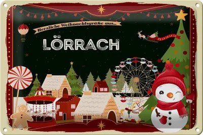Produktbild von Blechschild Weihnachten Grüße aus LÖRRACH 30x20cm