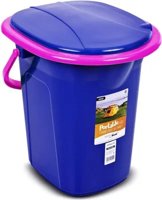 Productafbeelding van Unyqoos® Campettoilet 19 liter – mobiele toiletemmer voor kamperen en reizen, zit hoogte 38 cm, robuust kunststof, houder voor toiletrol, verkrijgbaar in 5 kleuren