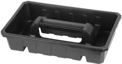 A black plastic tool tray with a handle.