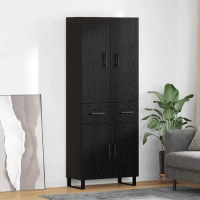 Zdjęcie produktu dla VidaXL Wysoka szafka, 2 sztuki, kolor czarny, imitacja dębu, wymiary: 69,5 x 34 x 180 cm