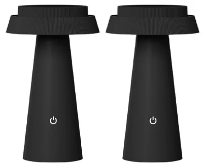 Immagine prodotto di Luxus Europe - Lampada da tavolo solare Mambo - Set da 2 pezzi, colore nero - Lampada da tavolo solare LED per esterni, senza fili, alimentata a energia solare e ricaricabile tramite USB-C