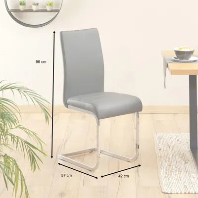 Produktbild von Stuhl Schwingstuhl Esszimmerstuhl Sitzgelegenheit LETICIA, grau, im 4er Pack