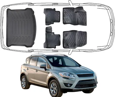 Produktbild von Fußmatten & Kofferraumwanne Auto Set Kompatibel mit Ford Kuga 1.Gen 2008 - 2012