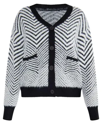 Image de Cardigan AODA pour femme - noir et blanc, XS/S