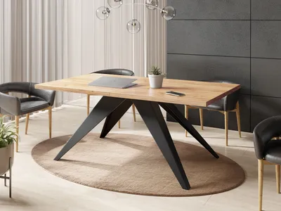 Produktbild von Esstisch Vance im Modern Still, Rechteckig Tisch - Ausziehbar von 140 cm bis 240 cm, Pulverbeschichtete Schwarzen Metallbeine - 140 x 80 cm -  Craft Eiche