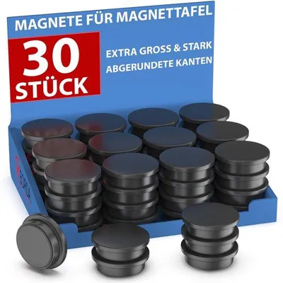 Obrázek produktu pro Magnety na bílé tabule a nástěnky – sada 30 ks, kulaté, černé