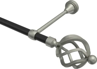 Produktbild von Interdeco Gardinenstange / Vorhangstange Schwarz / Chrom matt, Typ Primus Paolo (Schmiedekugel), 16 mm Ø 1-läufig, 520 cm
