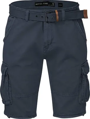 Produktbild von Indicode Kjeld Herren Cargoshorts mit 6 Taschen inkl. Stoffgürtel aus 100% Baumwolle | Kurze Hose Bermuda Sommer Herrenshorts Short Men Pants Cargohose kurz Sommerhose für Männer (3XL, Navy)